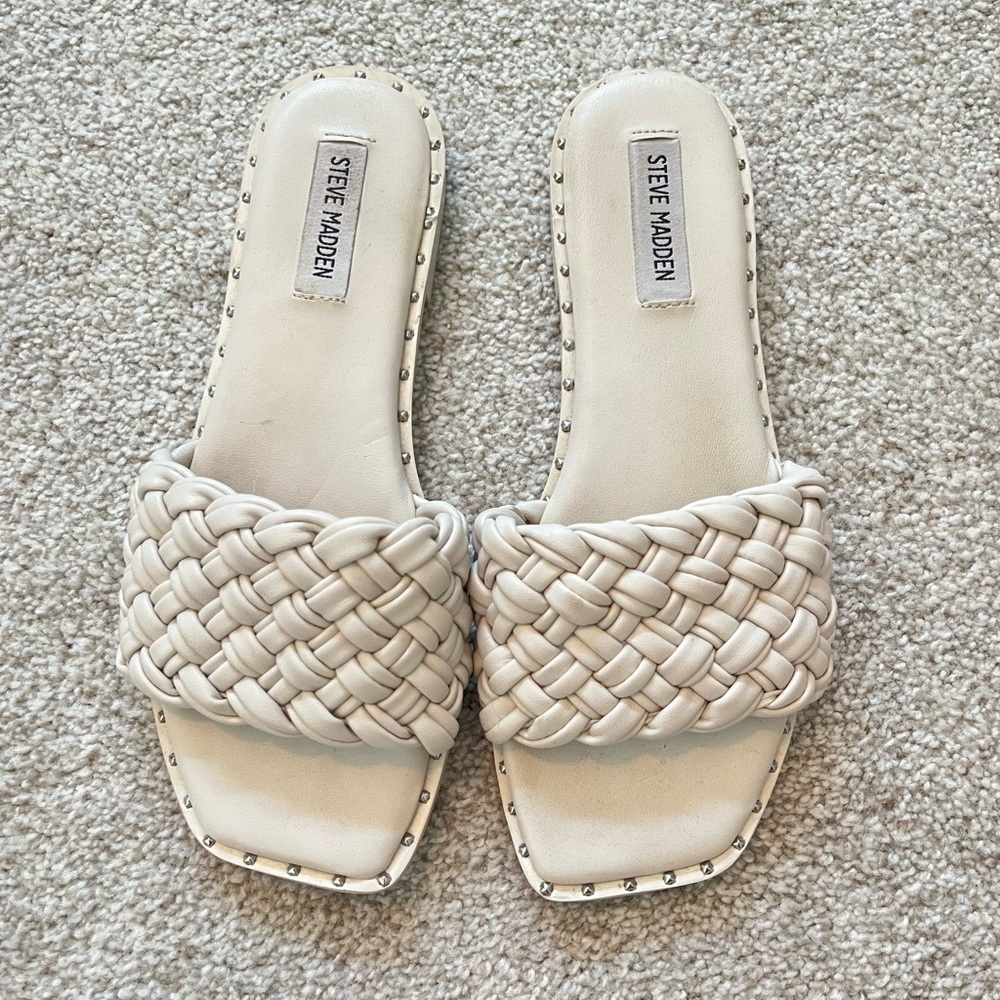 Steve Madden Woven Flat White Sandal
